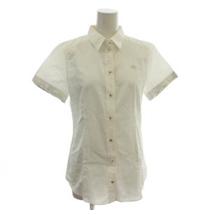 シャツ ブラウス 38 白 半袖 シャツカラー 無地 /JP