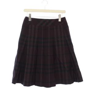 BURBERRY LONDON フレアスカート ひざ丈  チェック柄 タック 38 茶 FX038-075-36 /KH