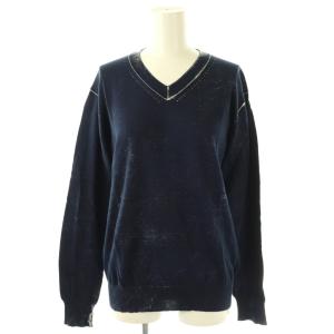 AD2010 ニット 長袖 プルオーバー Vネック S ネイビー HG-N016 /DF