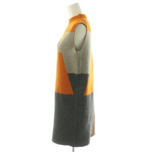 JIL SANDER ワンピース ミニ ノースリーブ ニット カシミヤ 34 グレー マルチカラー /NR
