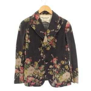 コムデギャルソン AD2001 テーラードジャケット アウター シングル 背抜き 花柄 S 黒 ブラック