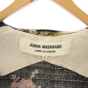 JUNYA WATANABE コムデギャルソン AD2001 テーラードジャケット アウター シングル 背抜き 花柄 S 黒 ブラック