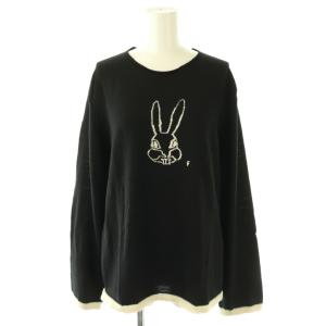 AD2012 ニット プルオーバー 長袖 うさぎ柄 M 黒 1J-N005 /DF