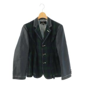 AD2015 ジャケット チェック柄 異素材 M グリーン ネイビー ブラック TQ-J003 /DO