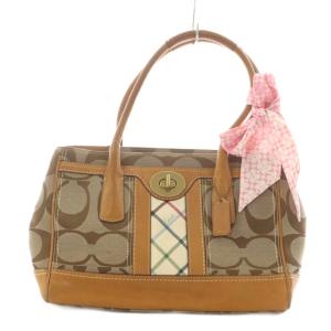 シグネチャー トートバッグ ハンドバッグ ターンロック レザー ベージュ 12465 /AN2