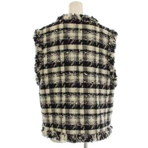 UNITED ARROWS チェックツイードベスト 38 ホワイト ブラック 1522-257-2926