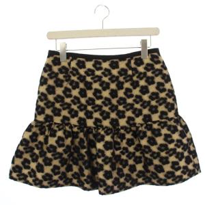 RED VALENTINO REDVALENTINO フレアスカート ミニ丈 花柄 リボン ウール ナイロン 40 黒 ベージュ /BM