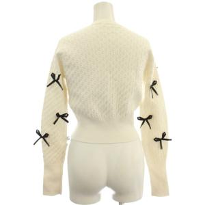 SNIDEL ニット リボンモチーフカーディガン F 白  丸首 長袖 /JP