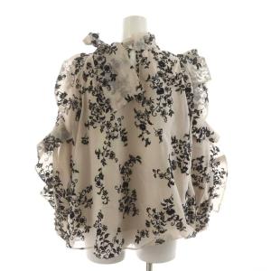 SNIDEL 22AW シャツ ブラウス 長袖 総柄 フリル リボン F ベージュ /RR