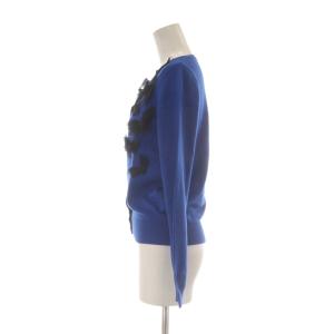 LANVIN en Bleu カーディガン 38 青 ブルー 長袖 ラウンドネック リボン装飾 /AU