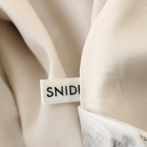 SNIDEL 22AW オフショルワンピース プリーツ ロング 半袖 総柄 1 ベージュ 黒 SWFO224091 /G