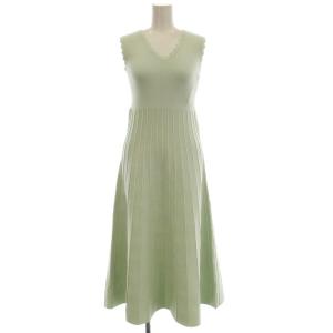 25SS スカラップケーブルニットワンピース ロング ノースリーブ ワンピース F 黄緑 グリーン FWNO251215