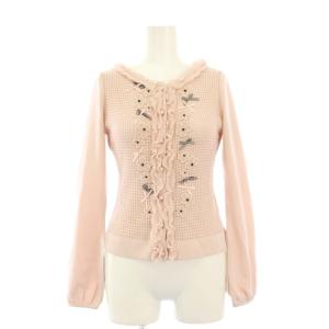 ニットカーディガン 長袖 レース 花柄 34 ピンク 6312750 /KH