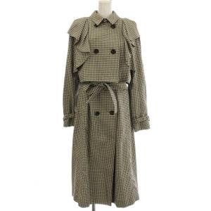 22AW 3WAYフリルトレンチコート チェック セットアップ ロング コート 38 グレー CWFC224038