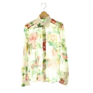 花柄シャツ ブラウス 長袖 40 オフホワイト マルチカラー /DO