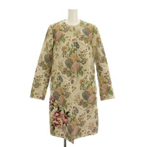 ノーカラーコート アウター M ベージュ マルチカラー 花柄 14001983 /YM