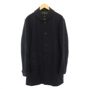 ロングコート アウター ラウンドカラー ワンカラー ウール カシミヤ混 LL 紺 ネイビー /BB