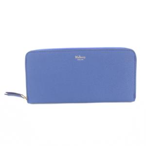長財布 ロングウォレット ラウンドファスナー レザー ロゴ ワンポイント 青 ブルー /BB