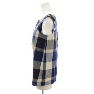 BLUE LABEL CRESTBRIDGE シャツ ブラウス 36 青 チェック柄 フリル袖 /JP