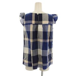 BLUE LABEL CRESTBRIDGE シャツ ブラウス 36 青 チェック柄 フリル袖 /JP