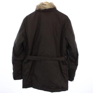 BURBERRY BLACK LABEL ダウンジャケット ジップアップ ベルト付き ラビットファー L 茶 BMP66-582-58 /BM