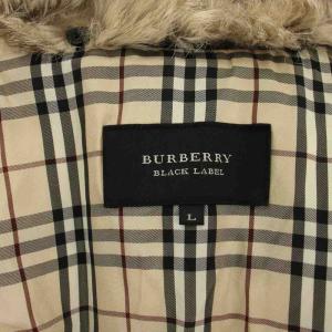 BURBERRY BLACK LABEL ダウンジャケット ジップアップ ベルト付き ラビットファー L 茶 BMP66-582-58 /BM
