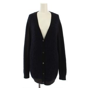 ニット カーディガン 長袖 Vネック アルパカ ウール 42 黒 紺 /BM