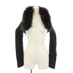 ボレロ カーディガン ニット 長袖 ショート丈 ラクーンファー 38 ダークグレー /BB