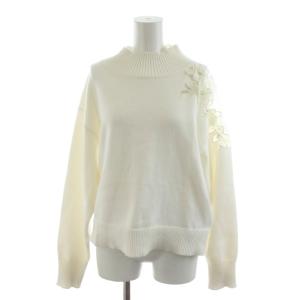 23AW 3Dフラワーモチーフ刺繍ニット セーター 長袖 2 白 ホワイト 23458440 /AN37
