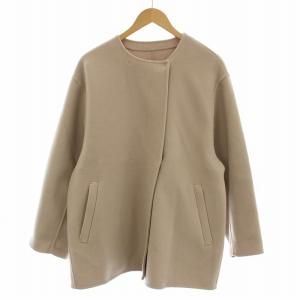 24AW souple wool ダブルフェイスノーカラーコート ハーフ コート F ベージュ 24020912303030