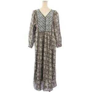 Cotton Lurex Tulip Print Yoke EMB Dress ワンピース 長袖 ロング