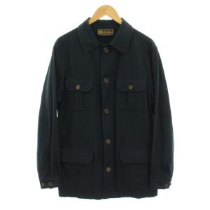 シャツジャケット アウター ラムレザー M 紺 ネイビー /YT