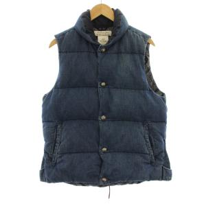 ダウンベスト アウター 裏地ペイズリー柄 XL 青 ブルー /YT