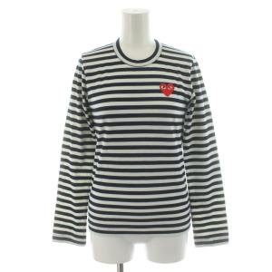 AD2017 Tシャツ カットソー 長袖 ボーダー柄 ロゴ S 紺 ネイビー 白 ホワイト YZ-T031