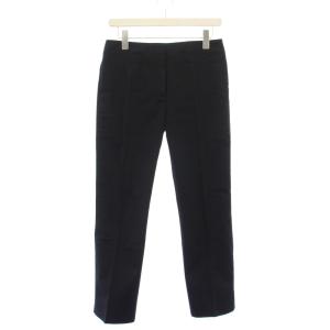 スラックスパンツ ストレート ジップフライ ストレッチ 無地 ワンカラー 40 黒 ブラック /BB