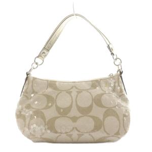 COACH シグネチャー ポピー ショルダーバッグ ハンドバッグ 2way スパンコール ベージュ 14541 /AN4