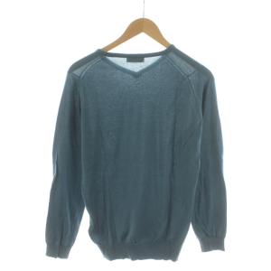 JOHN SMEDLEY ニット セーター 長袖 Vネック ウール S 青 ブルー /AN14