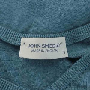 JOHN SMEDLEY ニット セーター 長袖 Vネック ウール S 青 ブルー /AN14