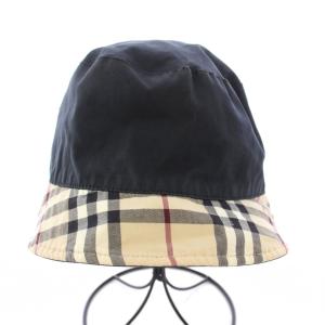 BURBERRY LONDON バケットハット バケハ 帽子 ノバチェック 切替 黒 ブラック ベージュ /BB