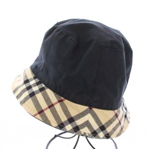 BURBERRY LONDON バケットハット バケハ 帽子 ノバチェック 切替 黒 ブラック ベージュ /BB