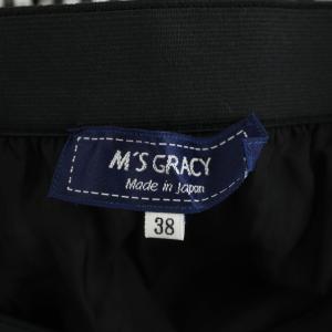 M'S GRACY フレアスカート ひざ丈 ギンガムチェック 38 黒 ブラック 白 ホワイト IT-117337 /AN51