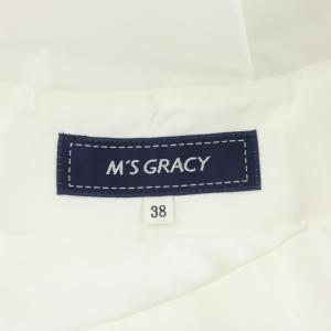 M'S GRACY フレアスカート ひざ丈 裾刺繍 38 白 ホワイト SF-917132 /AN54