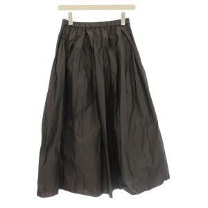 シャンブレー タフタ プリーツスカート 36 グレー 無地 ウエストゴムシャーリング /JP