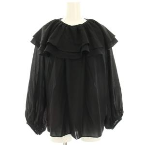 24AW シアートロ ラッフルカラーブラウス シャツ 長袖 36 黒 ブラック 11-01-44-01102