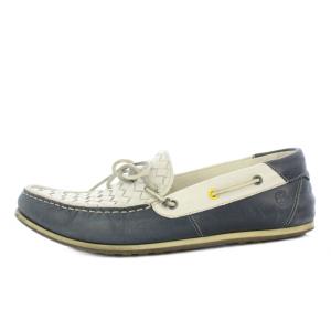 LANVIN en Bleu デッキシューズ レザー 25.5cm ネイビー ホワイト /TK