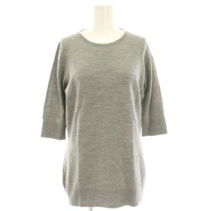JOHN SMEDLEY ニット カットソー ウール 2 グレー 無地 ラウンドネック 七分袖 薄手 /HN