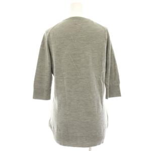 MARGARET HOWELL JOHN SMEDLEY ニット カットソー ウール 2 グレー 無地 ラウンドネック 七分袖 薄手 /HN