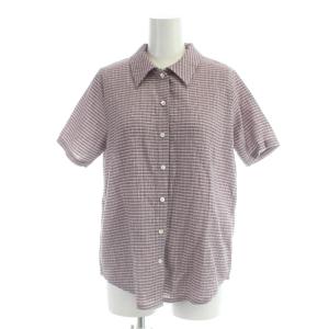 シャツ ブラウス 半袖 チェック柄 ピンク ブラウン 8216-222-0097 /AP