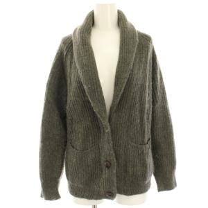 ニットカーディガン ウール カシミヤ混 絹 シルク混 2 グレー 長袖 ショールカラー /HN