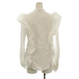DOUBLE STANDARD CLOTHING シャツ ブラウス 38 白 長袖 フリル バンドカラー /JP
